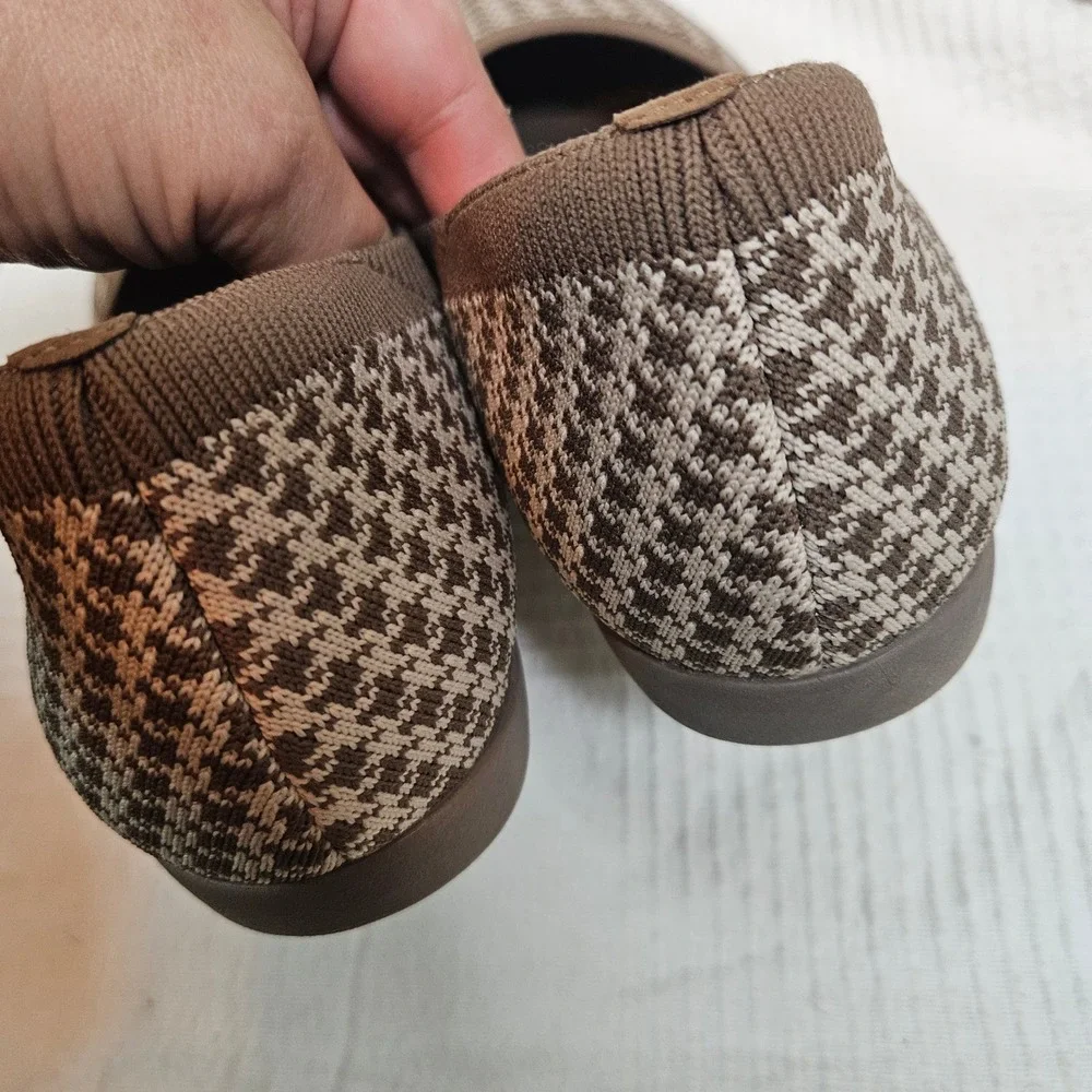Vivaia‎ Clair Walker Houndstooth Flats Sz 42 10.5 Espresso Tan Ivory Shoes